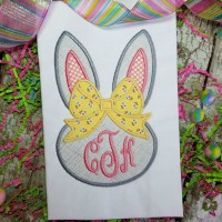 Easter Bunny with Bow Machine Applique Design